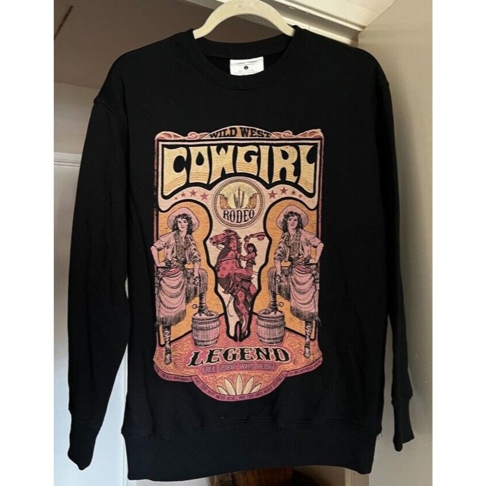 Wild West Cowgirl Rodeo Legend Sweatshirt Black Size S Lotus Fashion Los Angeles